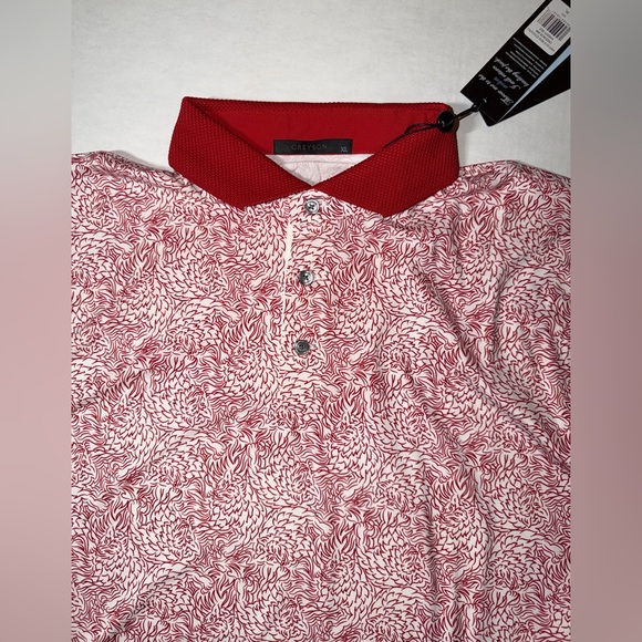 Greyson Red and White Patterned Polo Shirt - Picture 2 of 5